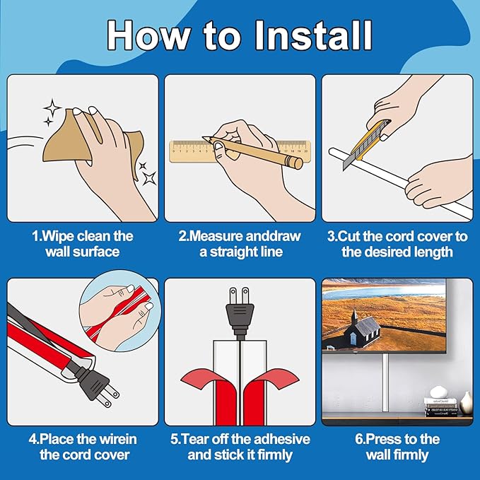 UOMTFAI Wall Cord Hider 118 Inch - Self-Adhesive Wire Cover Raceway for Walls, Flexible PVC Cable Concealer for Home and Office, W0.59 H0.39in - White