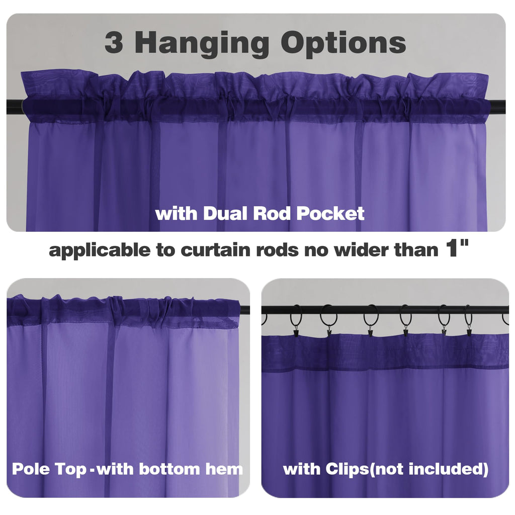 Purple Sheer Curtains 72 Inch Length 2 Panels (2 Count)