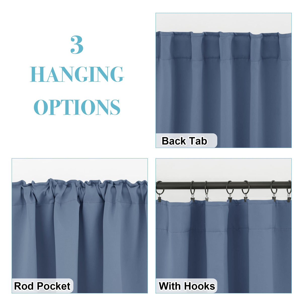 Blackout Curtains 80 inches Long for Bedroom Living Dining Room (2 Count)