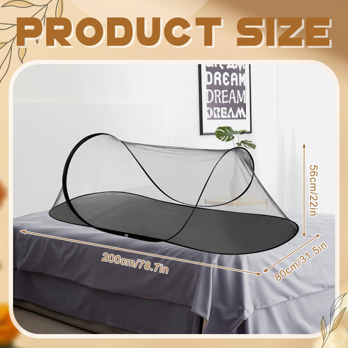 Vincreem Camping Mosquito Net - 2 Pcs, 78 * 31 * 22, Black