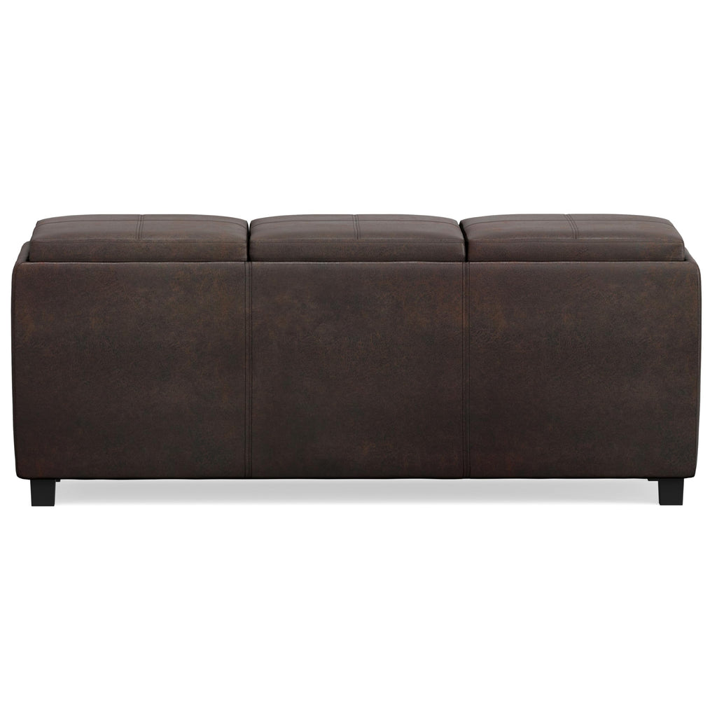 Avalon 42" Wide Vegan Leather Storage Ottoman in Brown