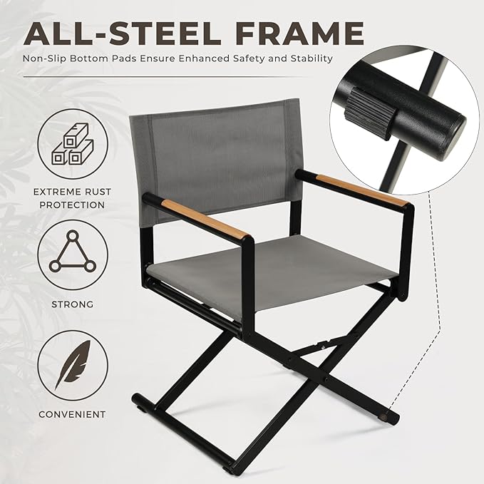 Grand patio 11-Piece Outdoor Dining Set, 10 Extra-Wide Folding Chairs & 1 Rectangle Expandable Table, Sling Mesh Patio Chairs with Wood Grain Table for Yard, Poolside, Deck, 8 Gray and 2 Apricot