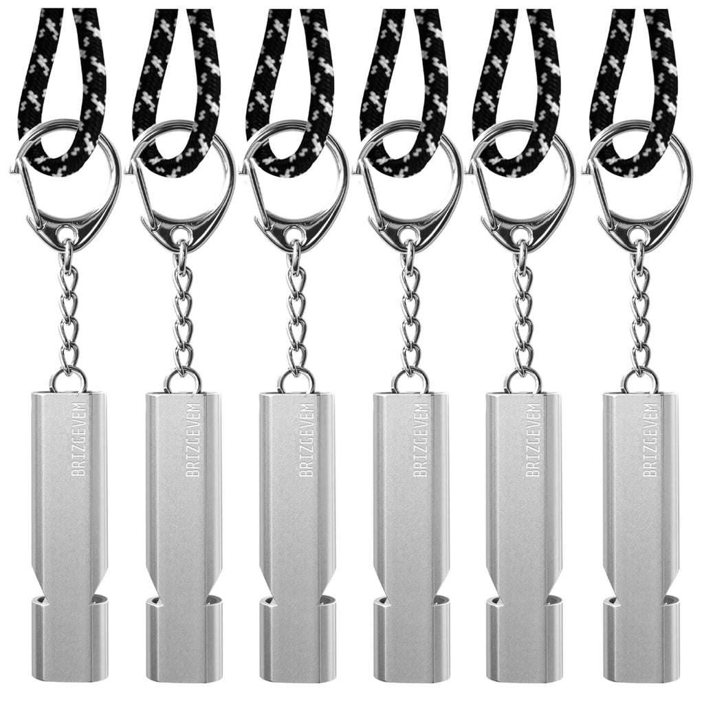 BRIZGEVEM 120+dB Aluminum Emergency Survival Whistle with Lanyard Keychain