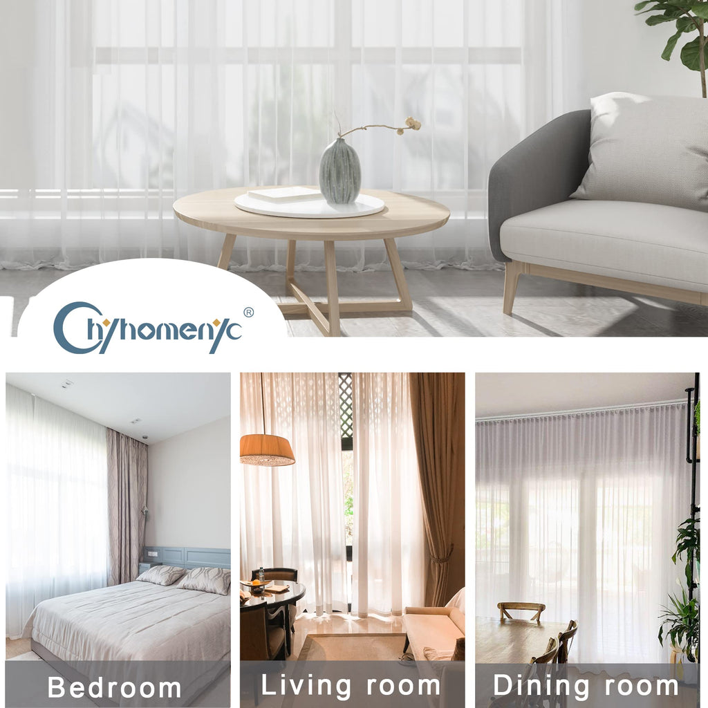 White Sheer Curtains 96 inches Long 2 Panels Set (2 Count)