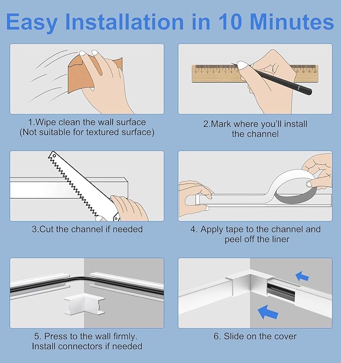 Cable Management ，315in PVC Cord Hider TV Cable Hider Wall，Paintable Cord Concealer for Hide Cords Wall Mounted，Wire Covers for Cords on Wall， L15.75*W0.95* H0.55in,White
