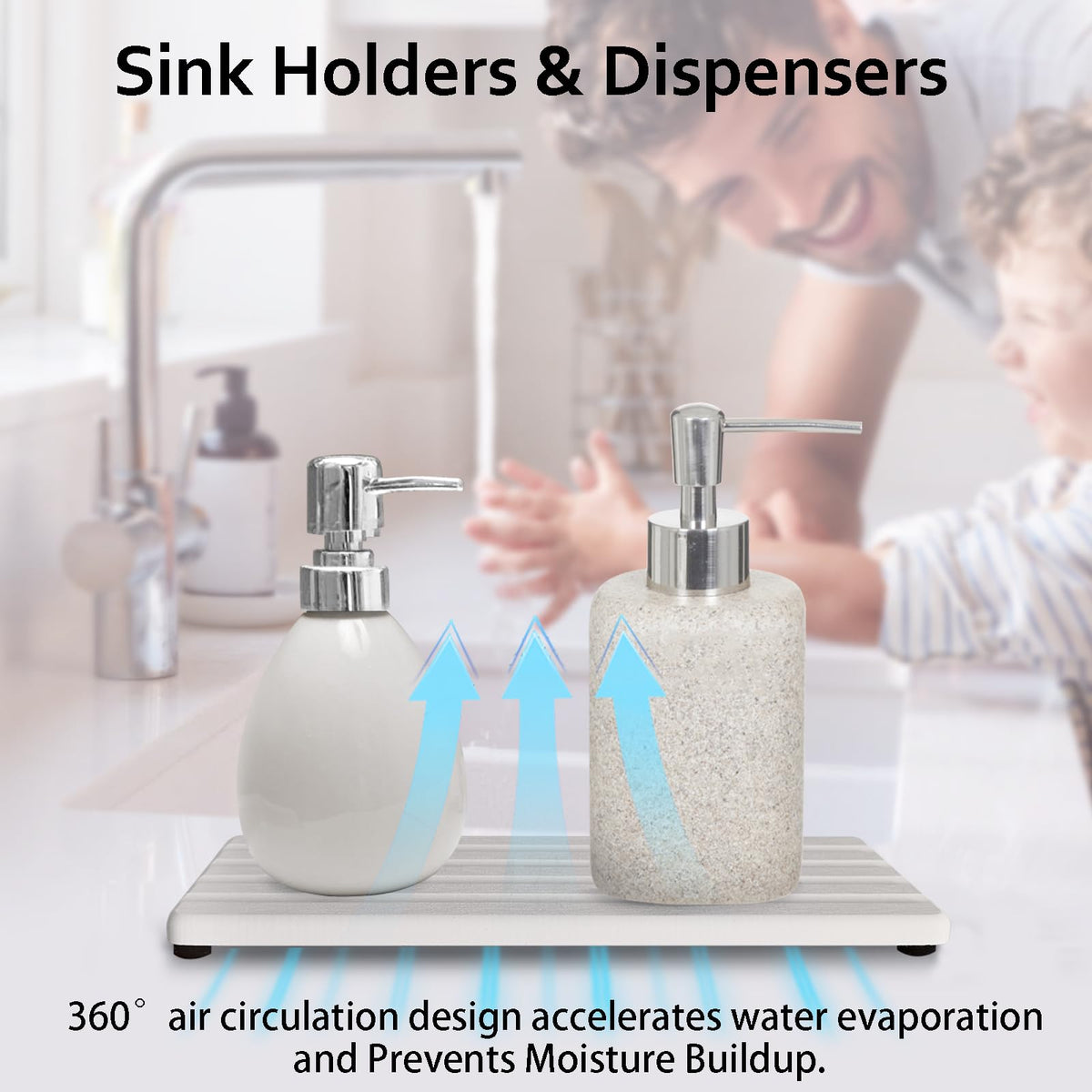Diatomite Soap Dish Holder Water Absorbing Stone Tray Bathroom Countertop (2 Count)