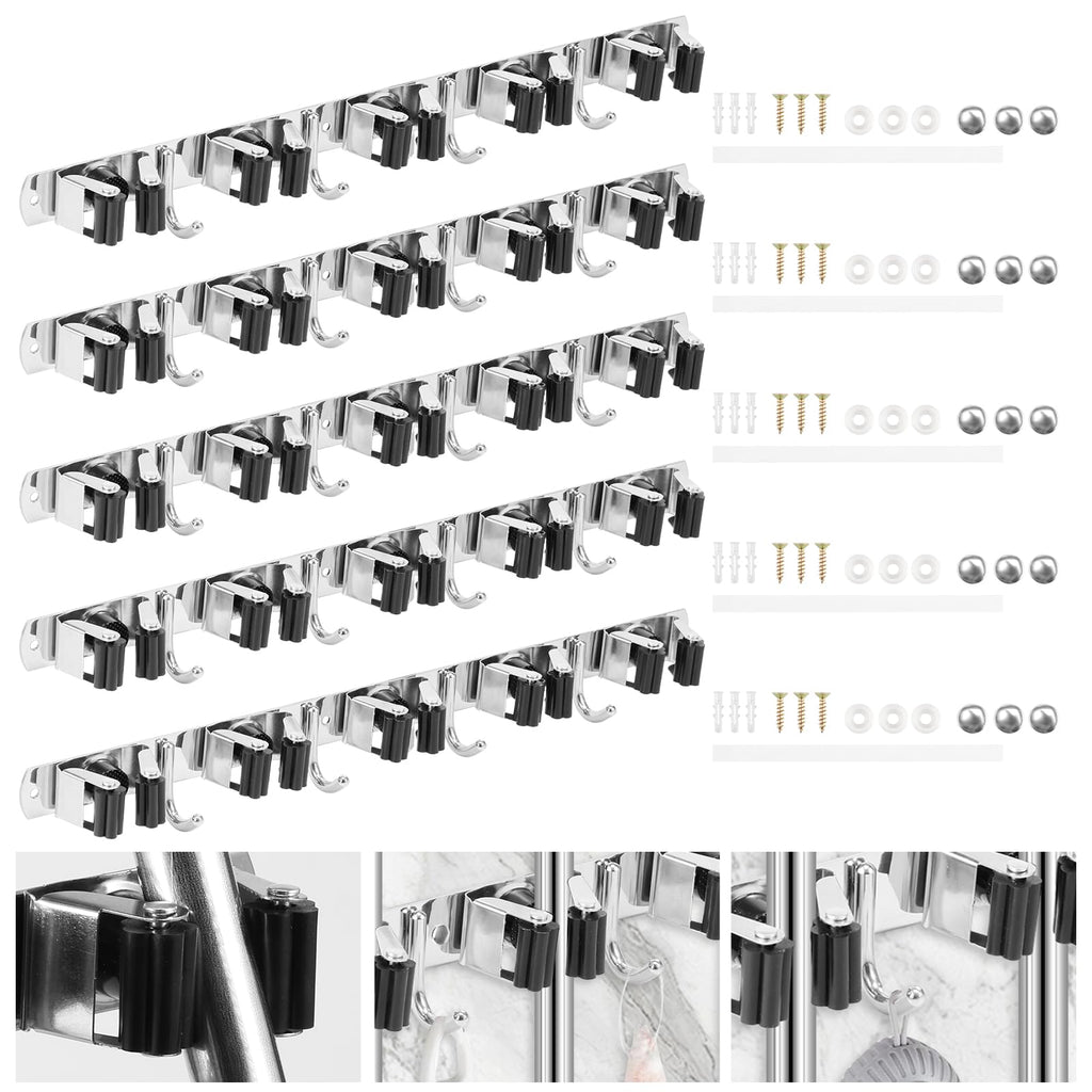 5 Pack Broom Holder Wall Mount (5 Count)