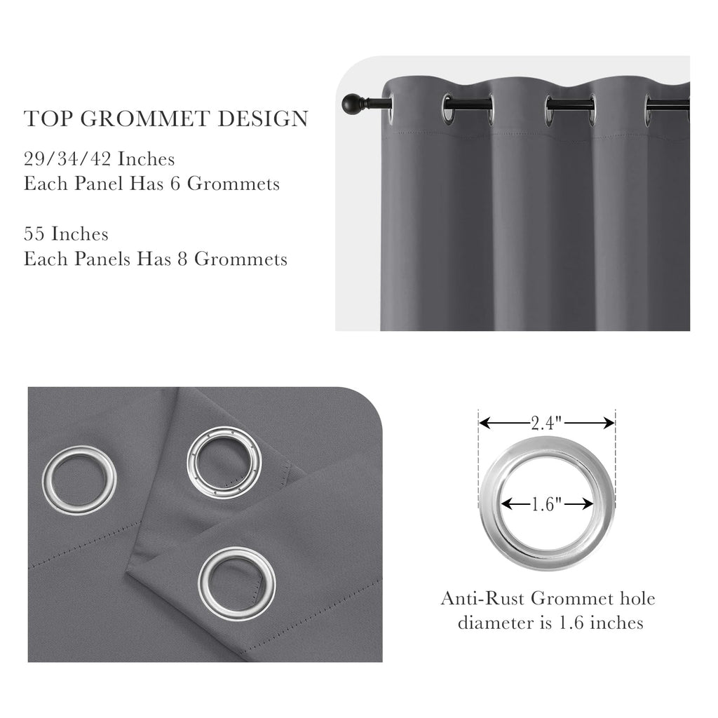 Gray Black Out Curtains 72 Inch Long 2 Panels (2 Count)