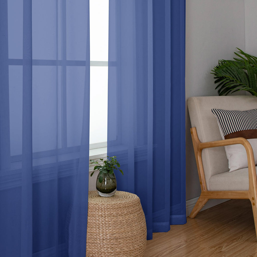 Sheer Royal Blue Curtains 90 inches Long 2 Panels (2 Count)