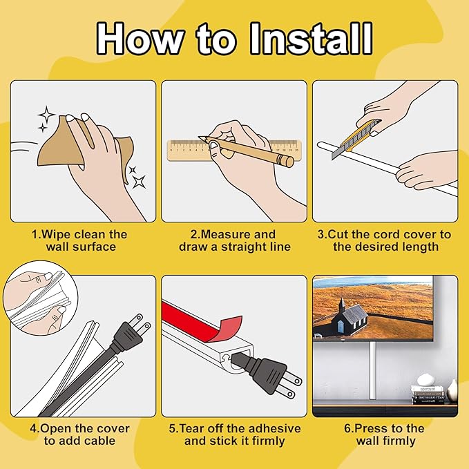 UOMTFAI Wall Cord Hider 390 Inch, Self Adhesive Cable Hider Cord Cover for Wires, Flexible Wire Cover Cable Raceway for Cord Management W0.59 H0.39in White