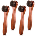 4 Pcs Horsehair Shine Shoes Brush Kit Polish Dauber Applicators Cleaning Leather Shoes Boots Care Brushes Suede Cleaner Brush with Microfiber Shoe Cloth