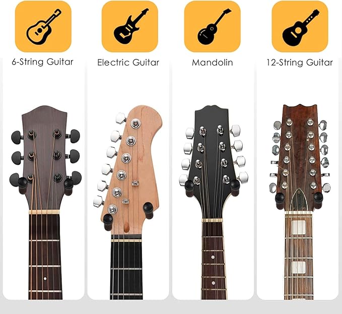 SNIGJAT Guitar Wall Mount 2 Pack, Guitar Hanger Wall Hook Holder Stand with Screws, Hardwood Mount Hanger for Acoustic Bass,Banjo, Mandolin