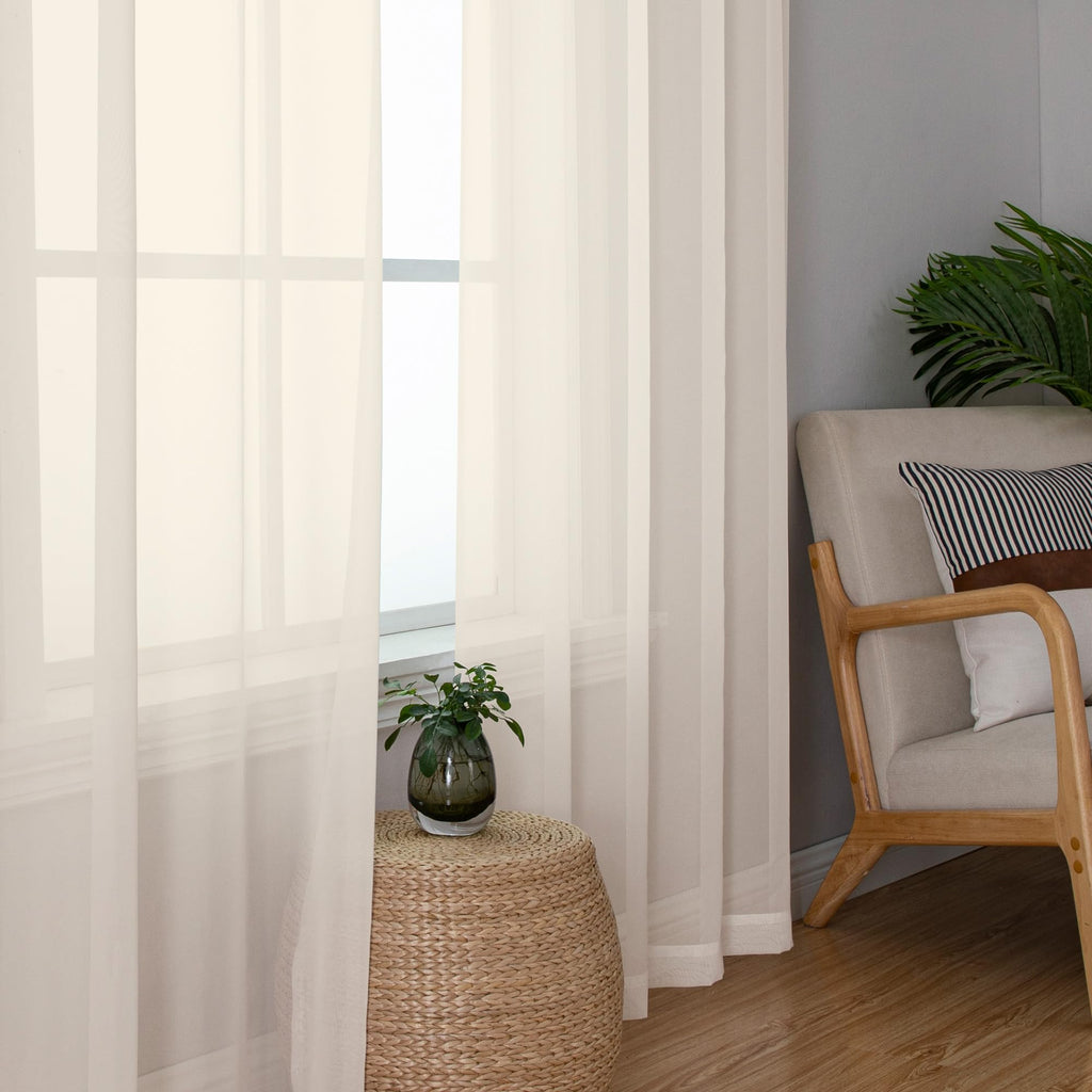 Cream Sheer Curtains 78 Inches Long 2 Panels Set for Living Room (2 Count)
