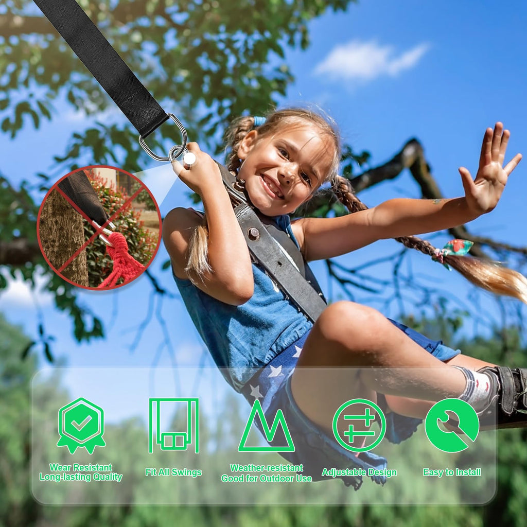 Tree Swing Hanging Straps Kit Holds 2000 lbs,8ft Extra Long Straps Strap with Safer Lock Snap Carabiner Hooks Perfect for Tree Swing Hammocks, Perfect for Swings,Carry Pouch Easy Fast Installation