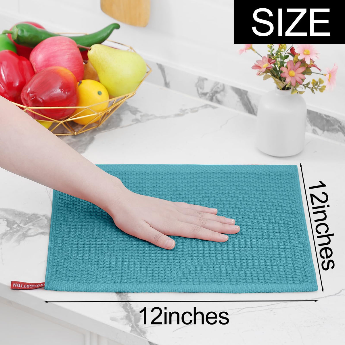 100% Cotton Waffle Weave Kitchen Dish Cloths 12 (12 Count)