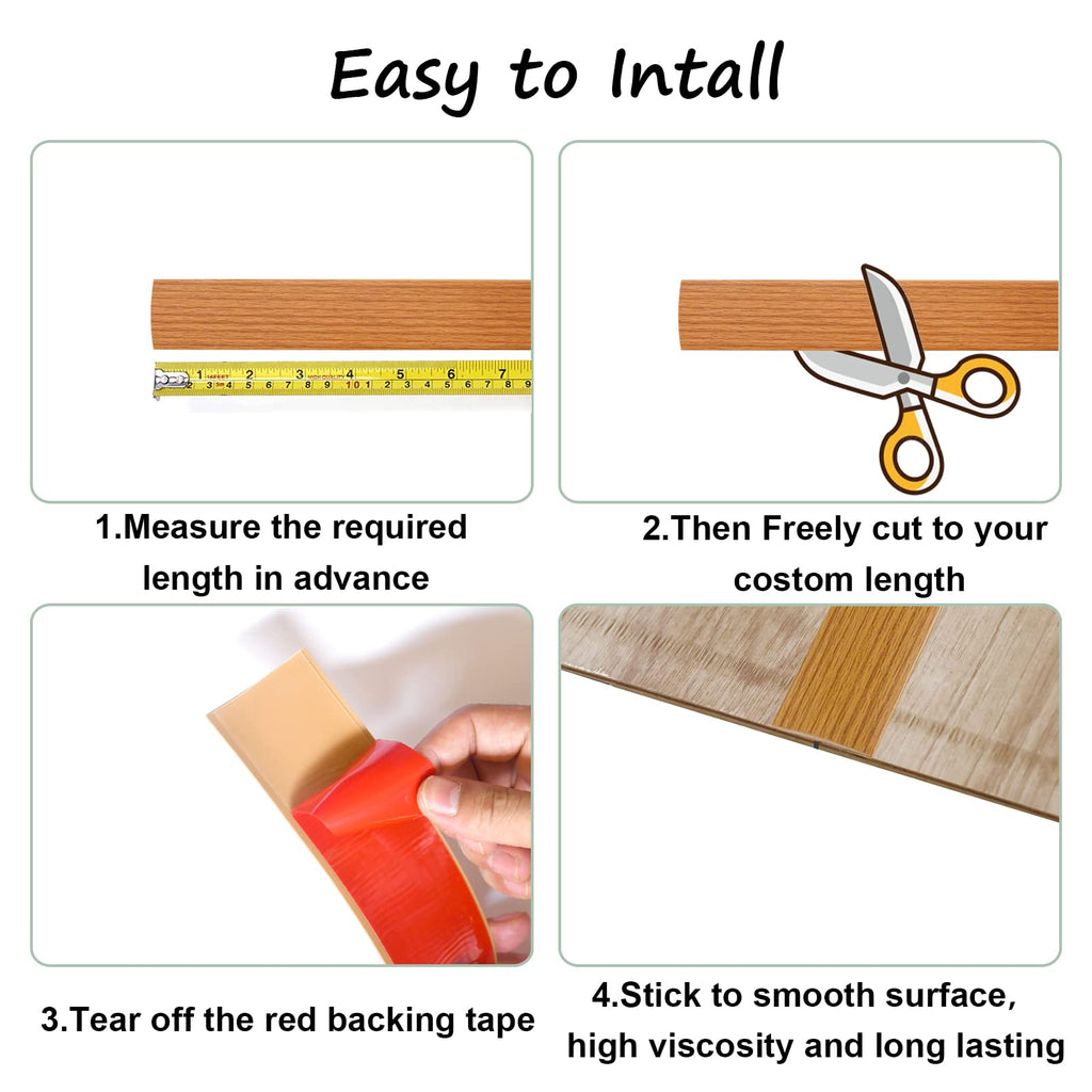 Floor Door Flat Transition Strip & Self Adhesive Floor Vinyl Floor Edge Trim Laminate Floor Gap Covering Joining Strip (19.67 Foot)