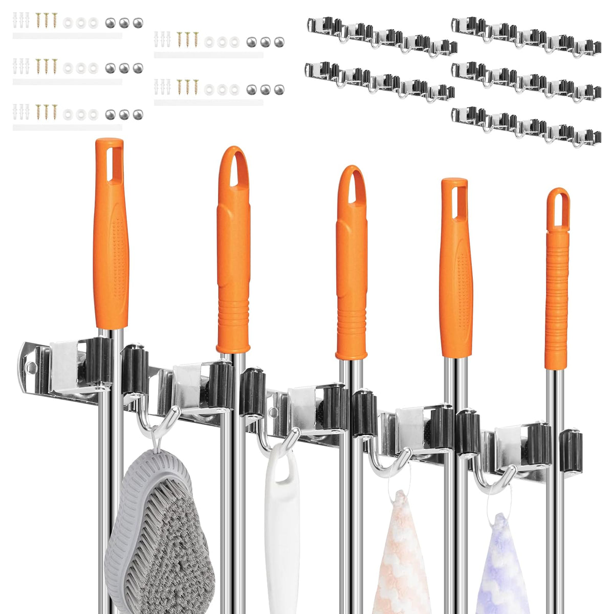 5 Pack Broom Holder Wall Mount (5 Count)