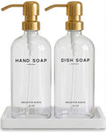 Luxury Glass Hand and Dish Soap Dispenser Set by Brighter Barns