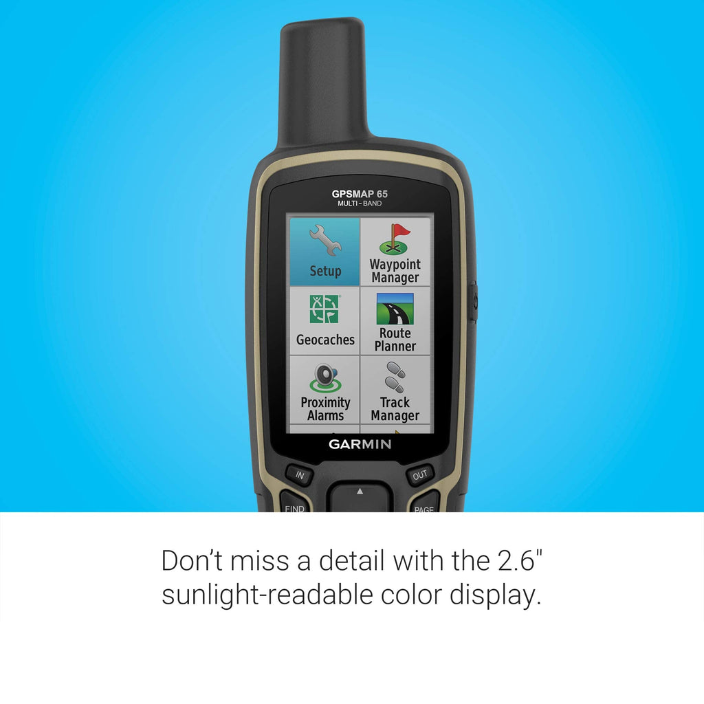 Garmin GPSMAP 65, Button-Operated Handheld with Expanded Satellite Support and Multi-Band Technology, 2.6" Color Display, 010-02451-00