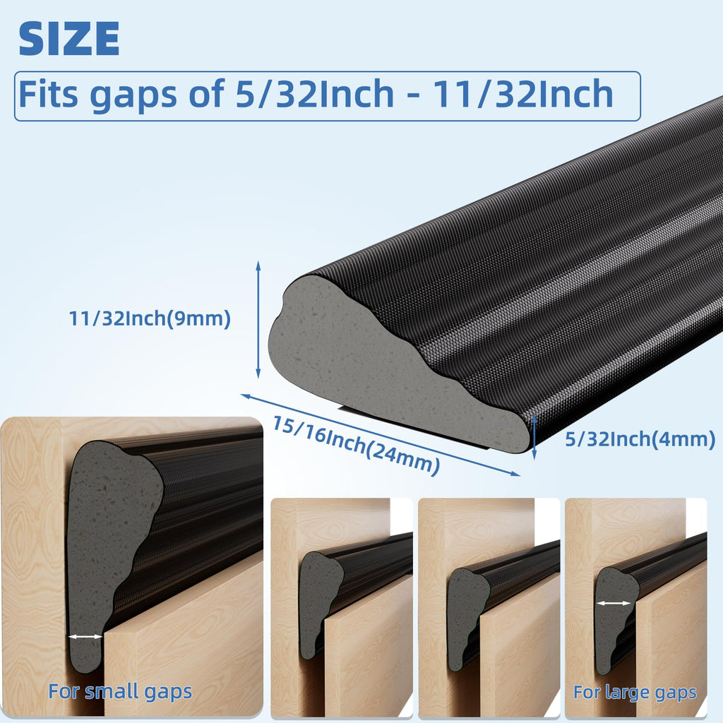 Wedge Shape Window Weather Stripping Door Frame Seal 2Pcs×196” Brown (2 Count)