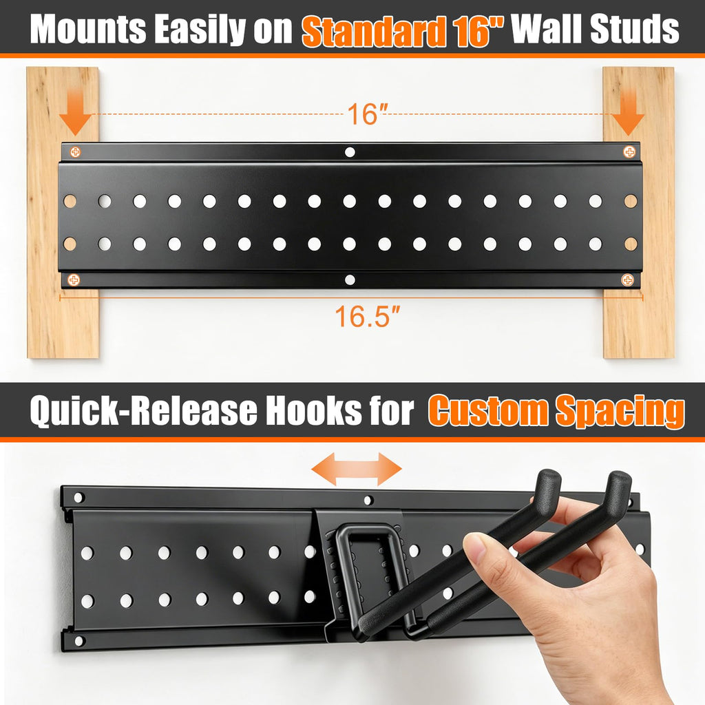 Garage Tool Organizer Wall Mount 49.5 inches with 10 Adjustable Heavy