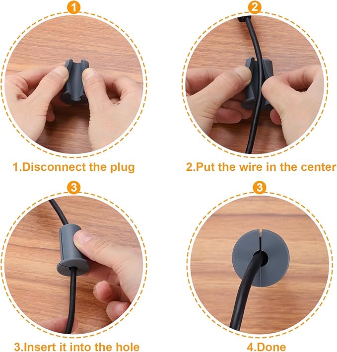 uxcell 2Pcs Wall Grommets for Cables 3/4 Inch Silicone Cable Wall Bushing Feed Through Cable Routing Kit Accessories Wall Cable Pass Through for Ethernet with 7mm Hole, Black