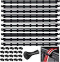 10 Pcs 19 in Rack Cable Management Kit, Including 0.5U L-Shaped Tie Bars, 20 Cabinet Screws, 100 Cable Ties, Sturdy Metal with Black Coating, Multi-Hole Design for Flexible Cabling