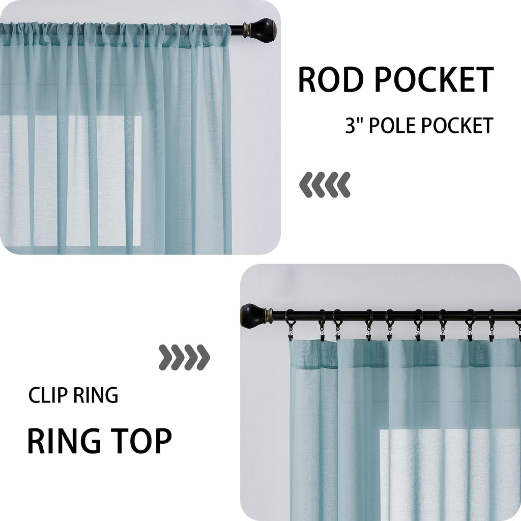 Sheer Door Curtains Closet Linen Textured Curtains Sheer Doorway Light Filtering Voile French Doors Rod Pocket Curtain Patio Glass Door