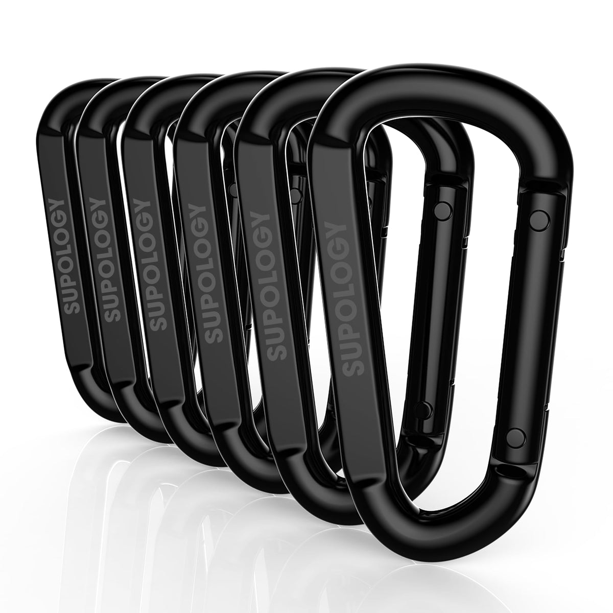 Heavy Duty Carabiner Clip, Steel Carabiners 1100lbs 3" D Shaped Spring Hook Small Clips for Hammocks, Hiking, Keychains, Outdoors and Gym, Dog Leash and Key Ring (6PCS 3'' Clips)