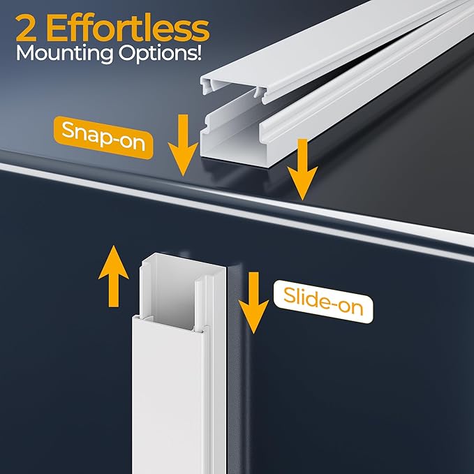 56.7in Cable Hider Cord Hider, Wire Covers for 2-4 Cords on Wall, Premium Cord Covers for Wires on Wall, Easy Set-up Wire Hider to Hide Tv Wires, Lamp, Speaker Cords, W0.95 H0.55in, White