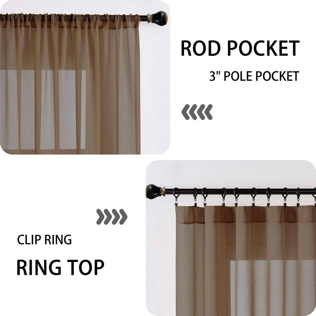 Sheer Door Curtain Closet Linen Textured Curtains Sheer Doorway Light Filtering Voile Patio Glass Doors Rod Pocket Curtain French Door