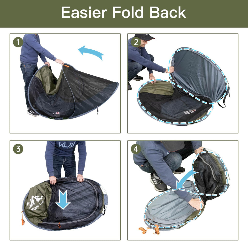 Night Cat Pop-up Mosquito Tent: 1 Person Camping Tent with Bug Screen Net Adults Fits for Camping Cot (Excluded)