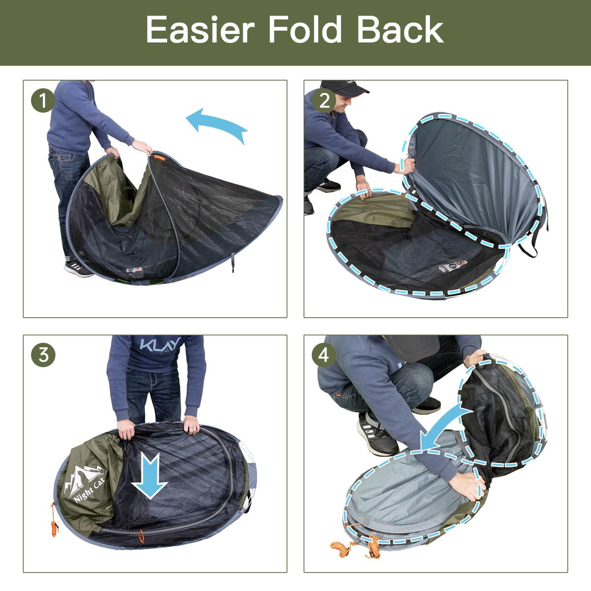 Night Cat Pop-up Mosquito Tent: 1 Person Camping Tent with Bug Screen Net Adults Fits for Camping Cot (Excluded)