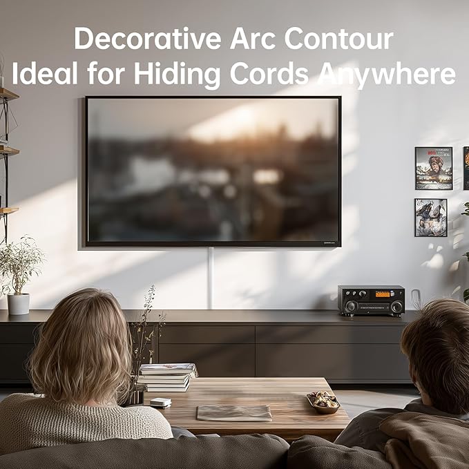 Delamu 42.5in Adhesive Cord Hider Wall, Mounted TV Cord Cover Kit, Multiple Cable Raceways for Wall Corner, Wire Cover Hiders for 1-2 Cables, 1.18" W X 0.43" H, White