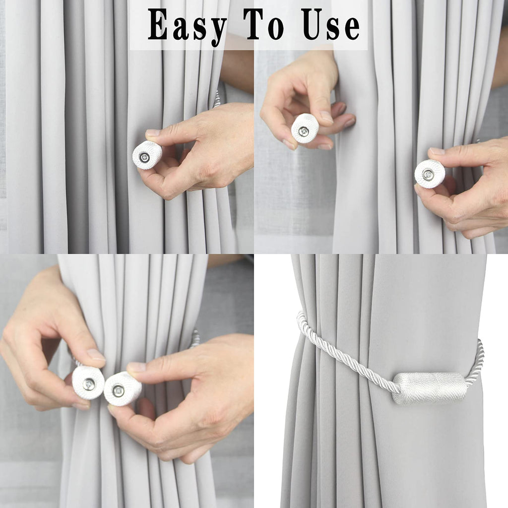 Magnetic Curtain Tiebacks Holdbacks Decorative Tie Backs for Windows Porlau (6 Count)