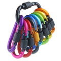 10 Pack Aluminum D Ring Key Rings Hiking Clips Locking Carabiner for Hiking Camping Fishing and Outdoor Use，Clips with Screw Gate Multicolored