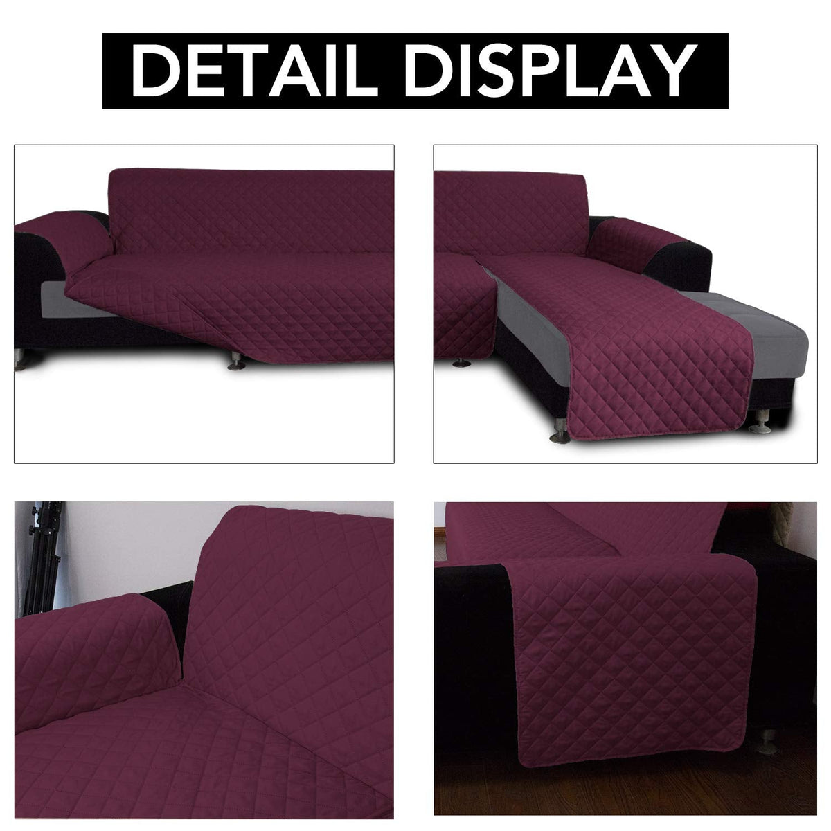 Sofa Slipcover L Shape Sofa Cover Sectional Couch Cover Chaise Lounge Slip Cover Reversible Sofa Cover Furniture Protector Cover for Pets Kids Children Dog Cat
