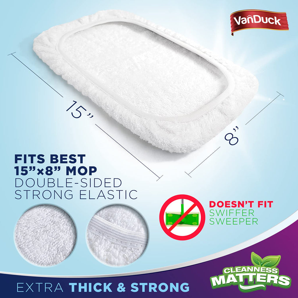 100% Cotton Terry Mop Pads 15x8 Inch (12 Count)