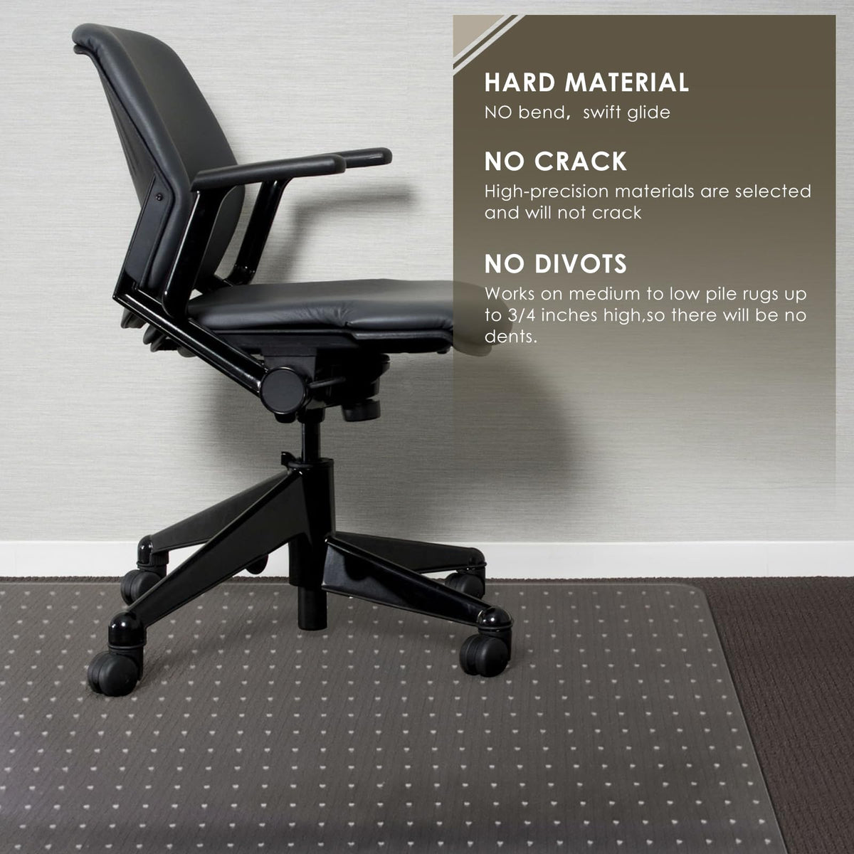 Heavy Duty Office Chair Mat for Carpet 32" x 48" Hard Material (2 Count)