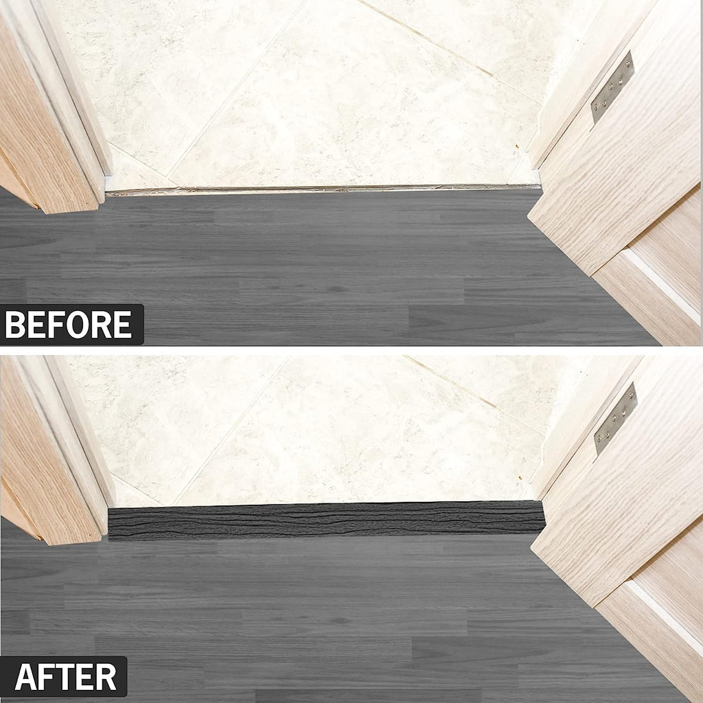 5Ft Floor Transition Strip Self Adhesive Vinyl Cover Floor Strip Flat Divider Transition Strip Wood Grain Design for Laminate Floor Gaps and Doorway Transitions (5 Foot)