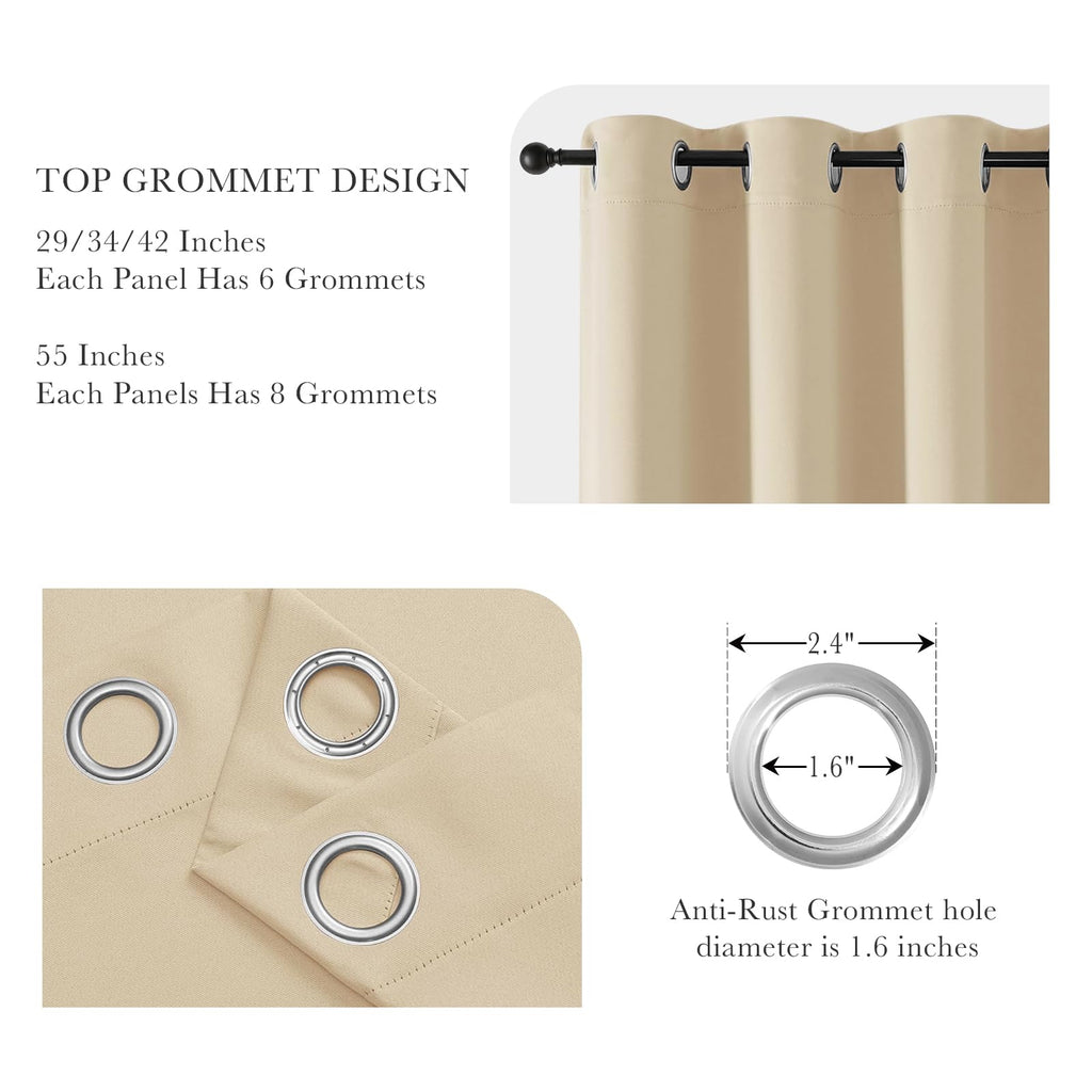 Biscotti Beige Blackout Curtains 42x60 Inches for Bedroom