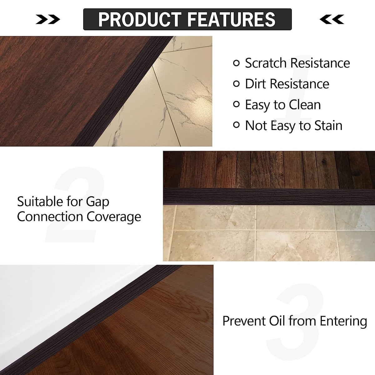 20Ft Floor Transition Strip Self Adhesive Vinyl Cover Floor Strip Flat Divider Transition Strip Wood Grain Design for Laminate Floor Gaps and Doorway Transitions