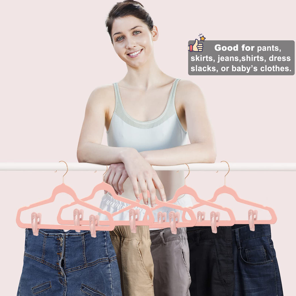 Light Pink Velvet Hangers Clips 40 PCS