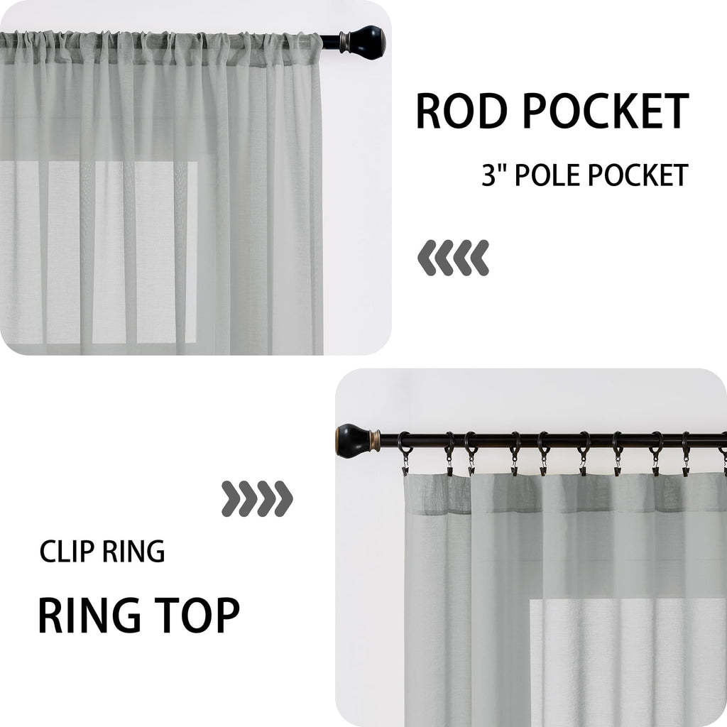 Small Sheer Door Curtain Closet Linen Textured Curtain Sheers Doorway Light Filtering Voile French Door Rod Pocket Curtains Patio Glass Doors