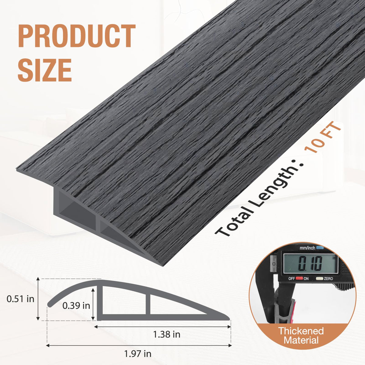 Floor Transition Strip Self Adhesive Vinyl Door Threshold Strip (10 Foot)