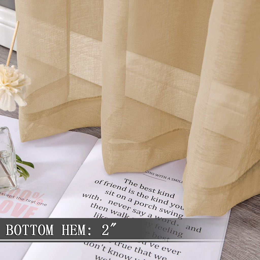 Short Sheer Tier Curtains Linen Textured Half Kitchen Curtain Sheers Light Filtering Rod Pocket Voile Small Curtain for Bathroom