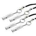 Noopel Emergency Whistles Lifeguard Safety Whistle with Lanyard and Keychain for Outdoor Camping Hiking Boating Hunting Fishing Kayak Kids Rescue Signaling Loud Survival Whistle (4 Pack Silver)