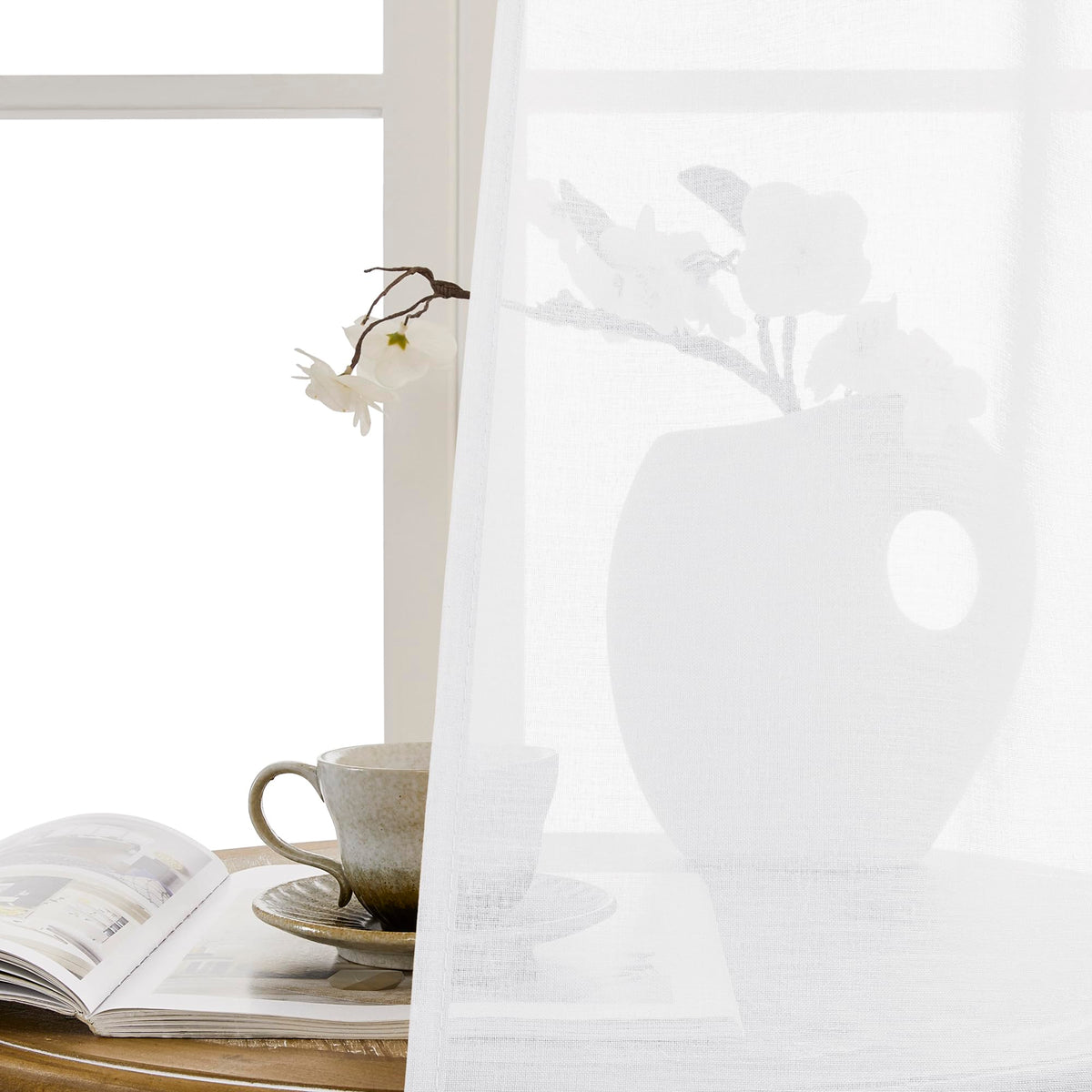 Short Sheer Door Curtains Closet Linen Textured Curtains Sheer Doorway Light Filtering Voile Patio Glass Door Rod Pocket Curtain French Doors