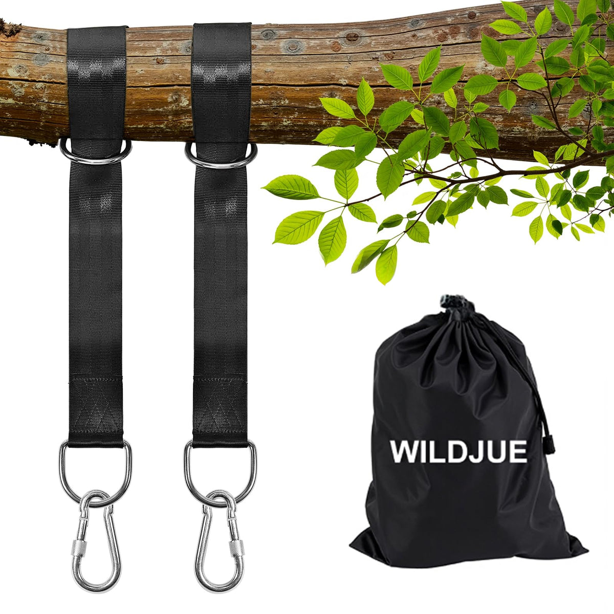 Tree Swing Hanging Straps Kit Holds 2000 lbs,8ft Extra Long Straps Strap with Safer Lock Snap Carabiner Hooks Perfect for Tree Swing Hammocks, Perfect for Swings,Carry Pouch Easy Fast Installation