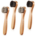 4 Pcs Horsehair Shine Shoes Brush Kit Polish Dauber Applicators Cleaning Leather Shoes Boots Care Brushes Suede Cleaner Brush with Microfiber Shoe Cloth